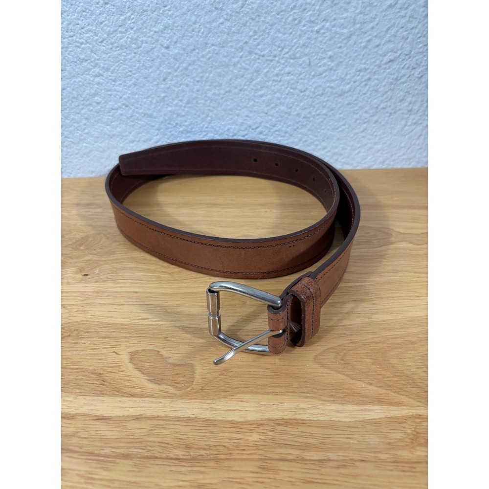 Fullum & Holt Mens Leather Belt Brown Silver Buckle Classic Style 34